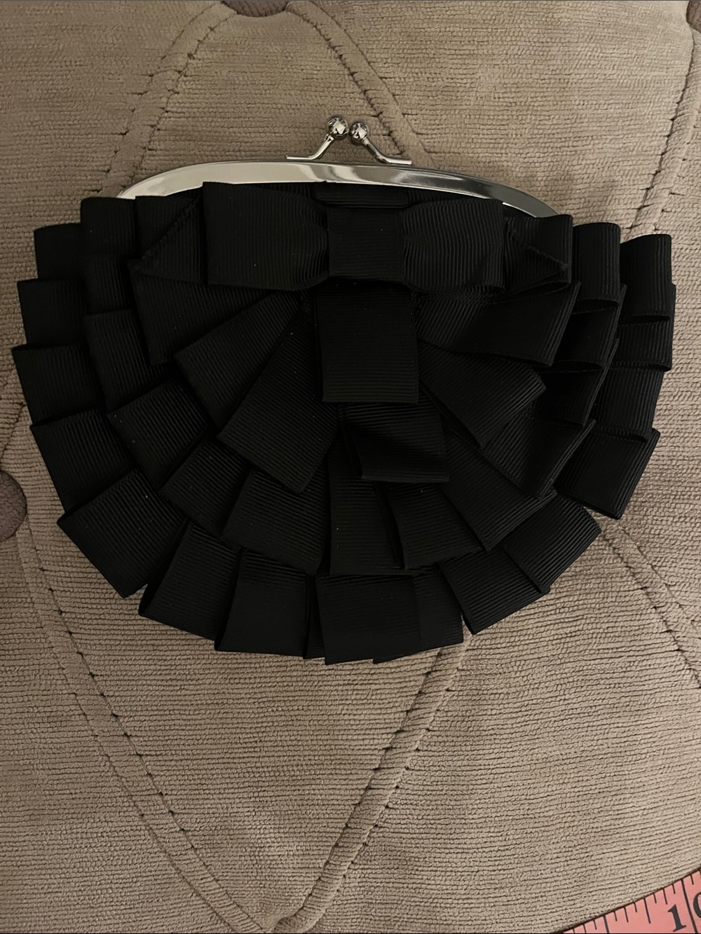 Poppie Jones Small Black Bow Accent Clutch